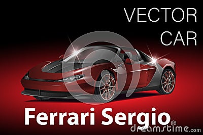 GENEVA, SWITZERLAND - MARCH 3, 2015: Pininfarina vector illusration of Ferrari Sergio debuts at the 85th International Geneva Vector Illustration