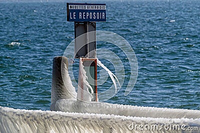 Winter on Geneva lake switzerland Stock Photo