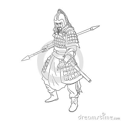 Genghis Khan, Founder and Great Khan Vector Illustration