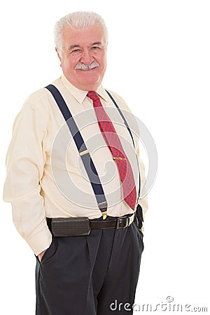 Genial senior businessman in braces Stock Photo