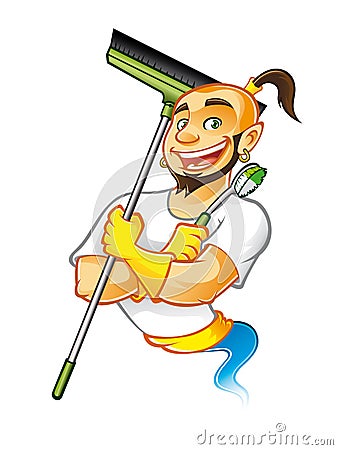 Genie Cleaner Male Vector Illustration