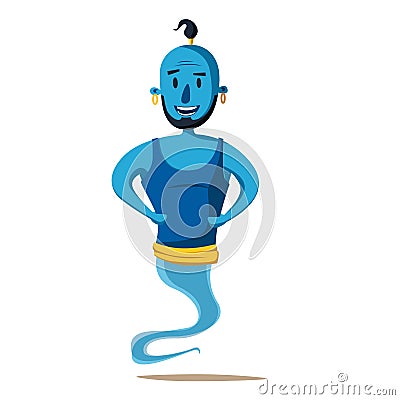 Genie of the lamp. Cartoon vector illustration. Miracle. Old fable Vector Illustration