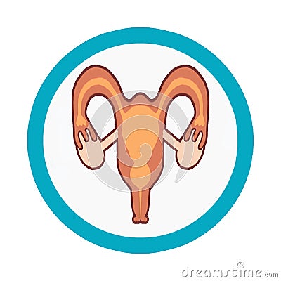 Genitourinary system icon in flat style isolated raster illustration on a white transparent background in a blank circle. Medical Cartoon Illustration