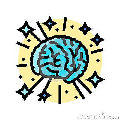 genius brain color icon vector illustration Cartoon Illustration