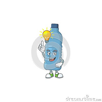 A genius mineral bottle mascot character design have an idea Vector Illustration