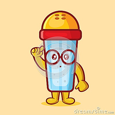 Genius salt bottle mascot isolated cartoon in flat style Stock Photo