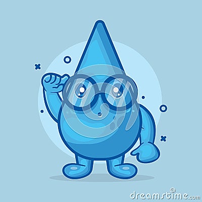 Genius water drop character mascot isolated cartoon in flat style design. icon symbol logo sticker character. Stock Photo