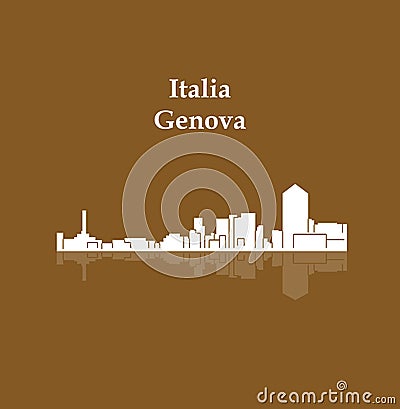 Genoa, Genova, Italy (modern buildings) Vector Illustration