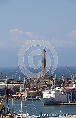 View from Spianata di Castelletto Genova Porta Della Lanterna Editorial Stock Photo