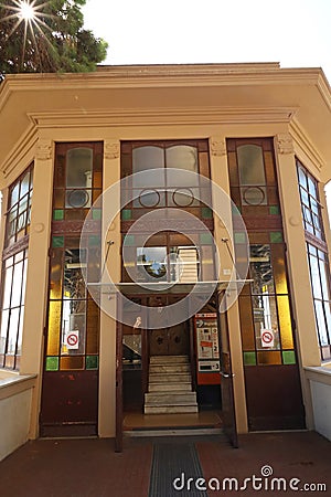 View from Spianata di Castelletto Genova Lift entrance Editorial Stock Photo