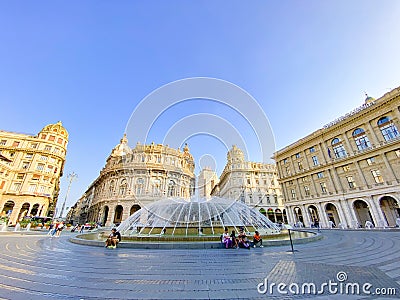 Genoa, Italy view of central square Editorial Stock Photo