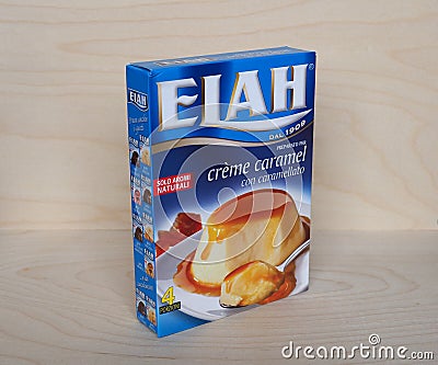 GENOA - JAN 2021: Elah creme caramel pudding Editorial Stock Photo