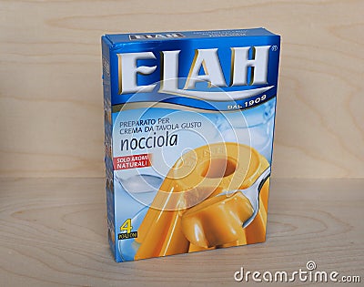 GENOA - JAN 2021: Elah hazelnut pudding Editorial Stock Photo