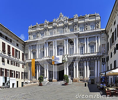 Genoa, Liguria / Italy - 2012/07/06: city center - Dogeâ€™s Palace - Palazzo Ducale - by the Piazza Matteotti square Editorial Stock Photo