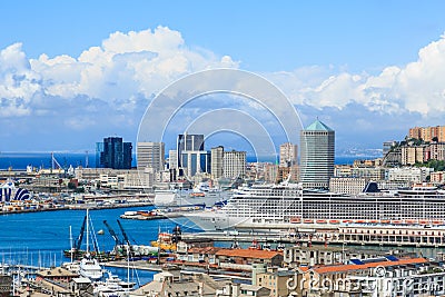 Genoa port sea view with yachts Editorial Stock Photo