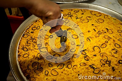 Genoese farinata prepared with chickpea flour Stock Photo