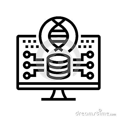 genomic data analysis cryptogenetics line icon vector illustration Cartoon Illustration