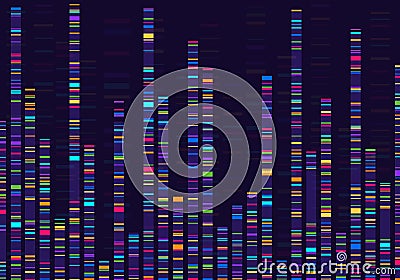 Genomic data visualization. Gene mapping, dna sequencing, genome barcoding, genetic marker map analysis infographic Vector Illustration