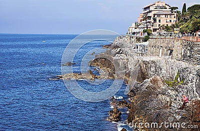 Genova-Nervi - sea promenade Anita Garibaldi Editorial Stock Photo