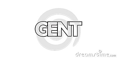 Gent in the Belgium emblem. The design features a geometric style, vector illustration with bold typography in a modern font. The Vector Illustration