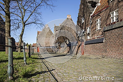 Gent, Belgium - March 22, 2020: Alleyway in the Saint Elisabeth beguinage .Unesco World Heritage. Editorial Stock Photo