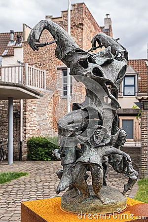 Theater Taptoe statue Walter De Buck side in Zilverhof, Ghent, Belgium Editorial Stock Photo