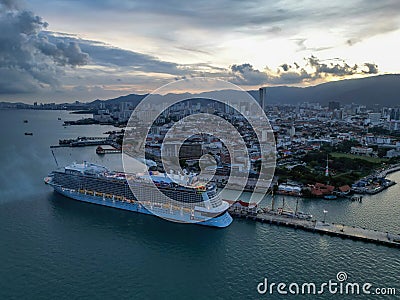 Genting Dream cruise ship part at the Penang Port Editorial Stock Photo