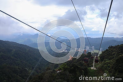 GENTING HIGHLAND, MALAYSIA - November 22, 2019. Awana Skyway cable car, one of Genting Highland most popular attractions Editorial Stock Photo