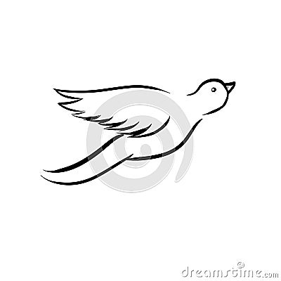 Gentle bird flies in space Vector Illustration