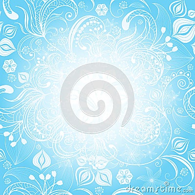 Gentle blue easter floral frame Vector Illustration