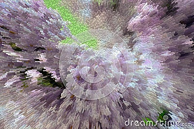 Digital art. Lilac bouquet. Explosion abstraction. Pixelation Stock Photo