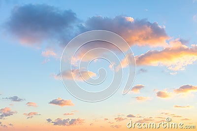 Gentle colors of sunrise sky with light clouds - background Stock Photo