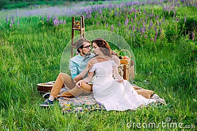 Gentle embrace of an enamored couple having Stock Photo