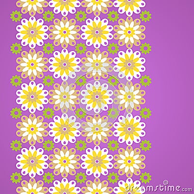 Gentle floral seamless border on violet background. Vector Illustration