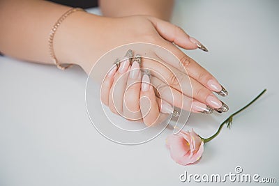 Gentle manicure, French manicure, beauty, fashion Stock Photo