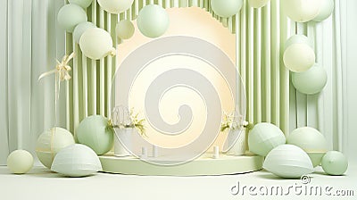 gentle pastel podium background Cartoon Illustration