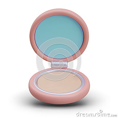 Gentle pressed powder in standard packaging. Highlighter in round box Vector Illustration