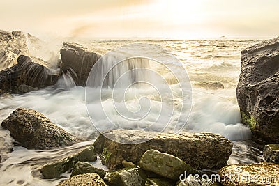 A gentle sea at dawn. Stock Photo