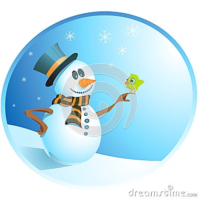 Gentle Snowman Vector Illustration