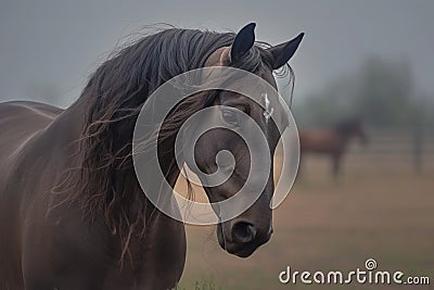 Gentle strength A captivating portrait view of a majestic horse Stock Photo