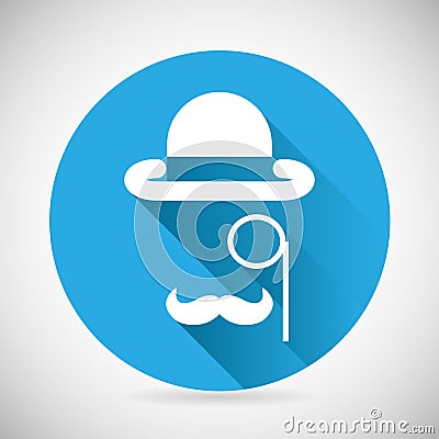 Gentleman Accessories Symbol Bowler Hat Monocle Vector Illustration