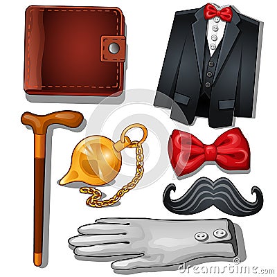 Gentleman aristocrat clothing and accessories Vector Illustration