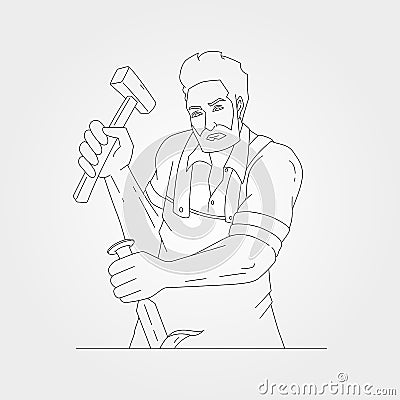 Gentleman carpenter working on woodworking vector symbol illustration design Vector Illustration
