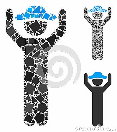 Gentleman hands up Mosaic Icon of Inequal Pieces Stock Photo