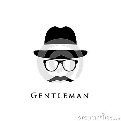 A gentleman with a hat, glasses and a mustache. Vector Illustration