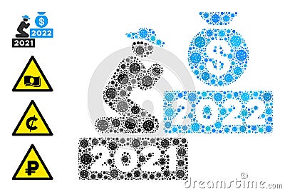 Gentleman Pray for Money 2022 Icon Mosaic from Covid Virus Items Vector Illustration