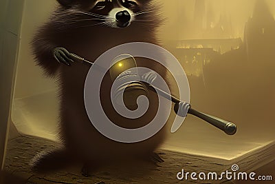 Gentleman raccoon wearing a hat. Amazing 3D Digital illustration. CG Artwork Background Cartoon Illustration