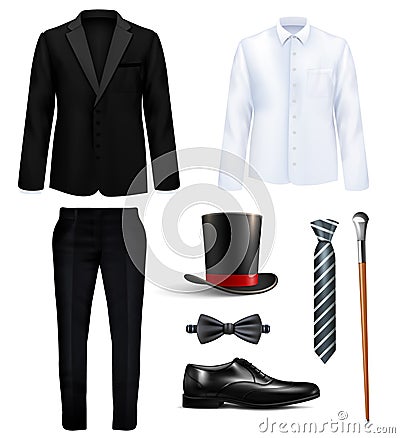 Gentleman Suit Set Vector Illustration