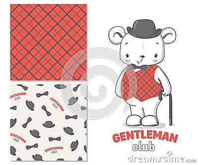 Gentlemen club. Fashion illustration for kids Vector Illustration