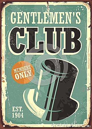 Gentlemen club retro poster design Vector Illustration